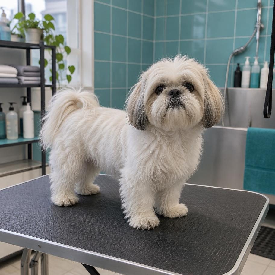 Luna before grooming in the Surco studio